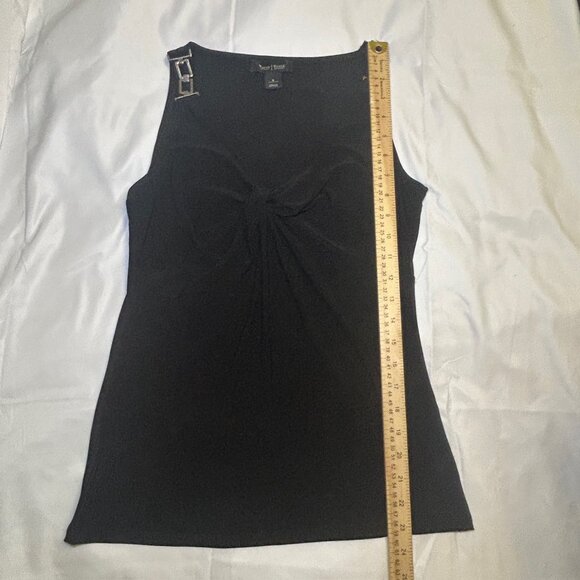 White House Black Market Tank Top Twist Knot Gold-Tone Buckle Sleeveless Black S - Picture 4 of 15